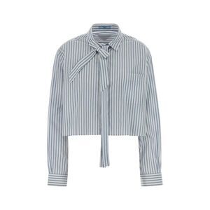 PRADA Striped Cotton Poplin Shirt with Tie Neck Women STRIPPED Shirts